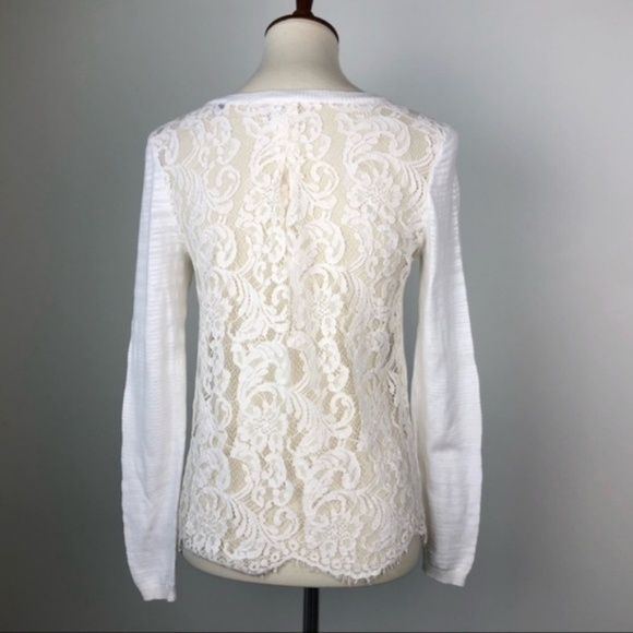 NWOT Cabi Shopia Long Sleeve Lace Back Ivory Sweater Top - Picture 5 of 8